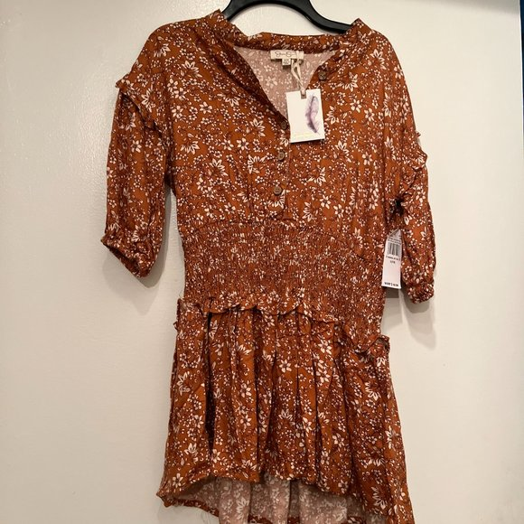 Jessica Simpson NWT Girl's Rust Floral Elastic Waist Blouse (nwt / L (10) - Picture 2 of 16